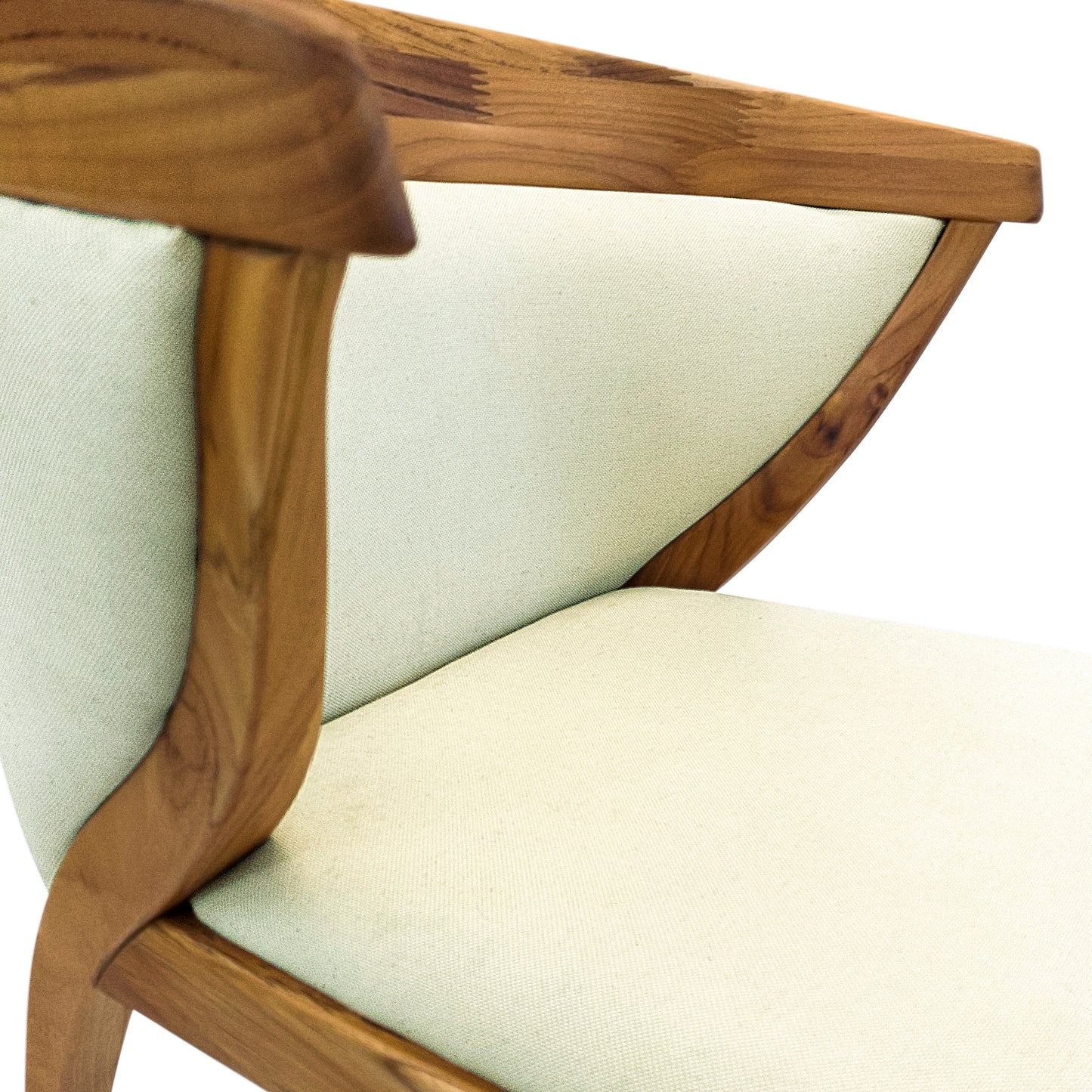 MAT Upholstered Dining Chair in Teak and Cream fabric