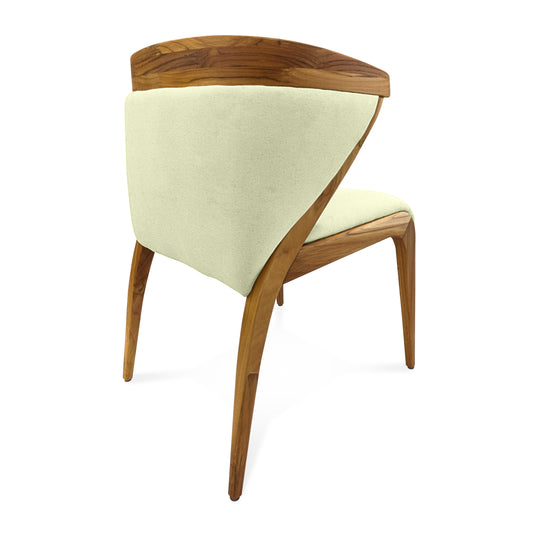 MAT Upholstered Dining Chair in Teak and Cream fabric