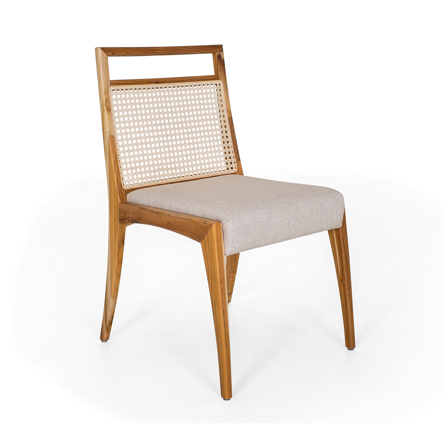 SOTTO Dining Chair in Teak, Natural Cane and Oatmeal fabric