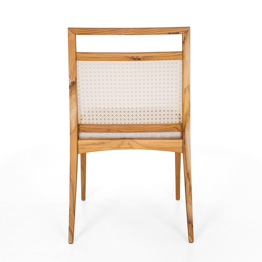 SOTTO Dining Chair in Teak, Natural Cane and Oatmeal fabric