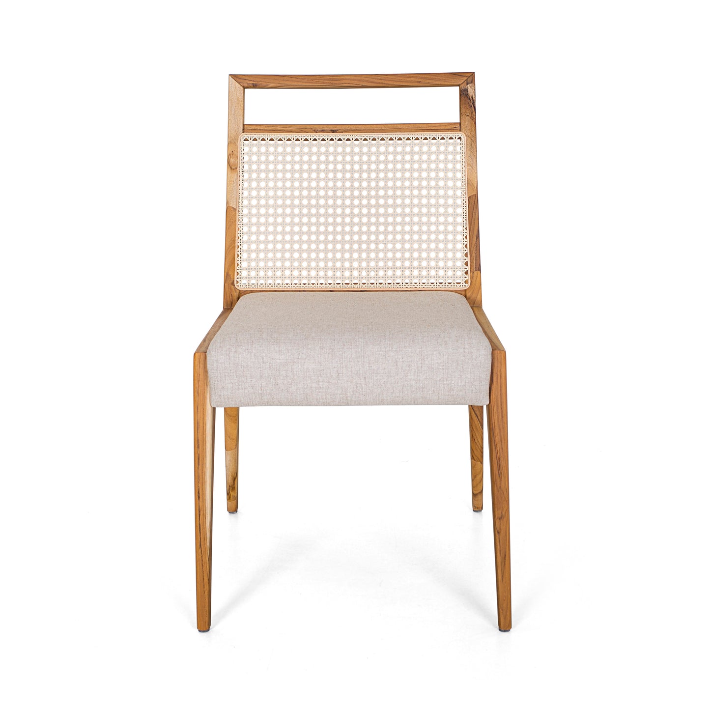 SOTTO Dining Chair in Teak, Natural Cane and Oatmeal fabric