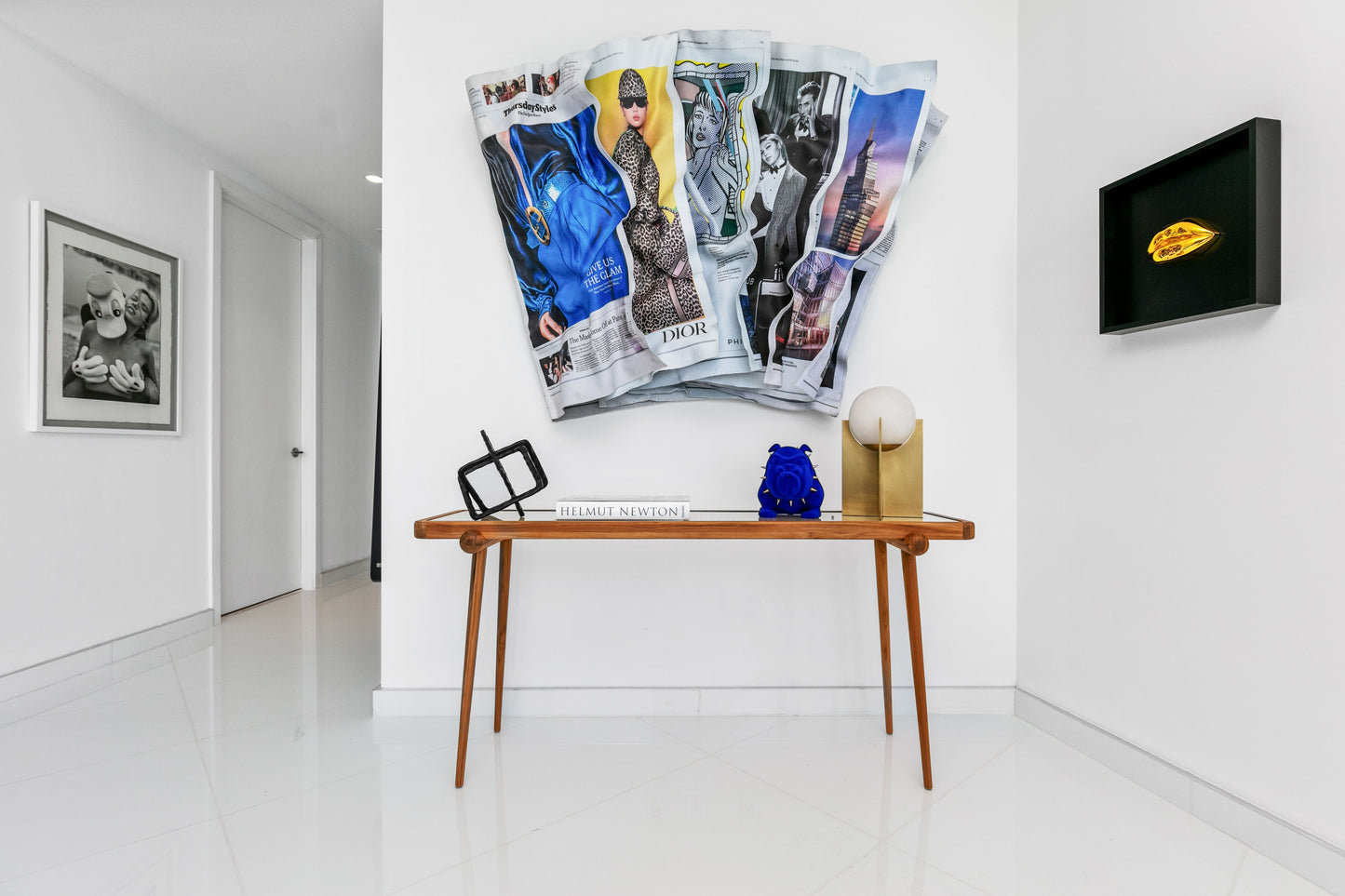 PLOT Console Table 63" in Teak and Natural Cane