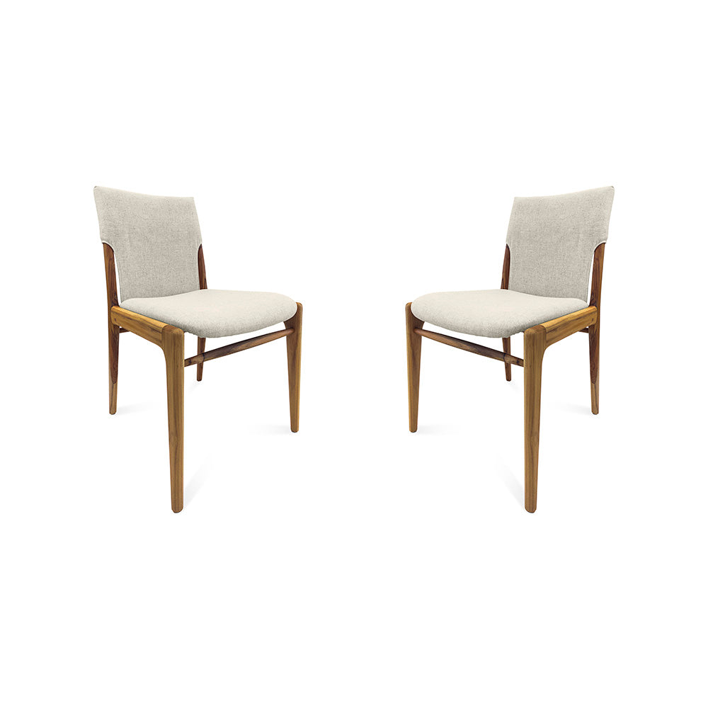 TRESS Dining Chair in Teak and Beige fabric