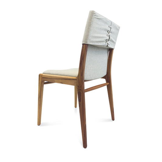 TRESS Dining Chair in Teak and Beige fabric