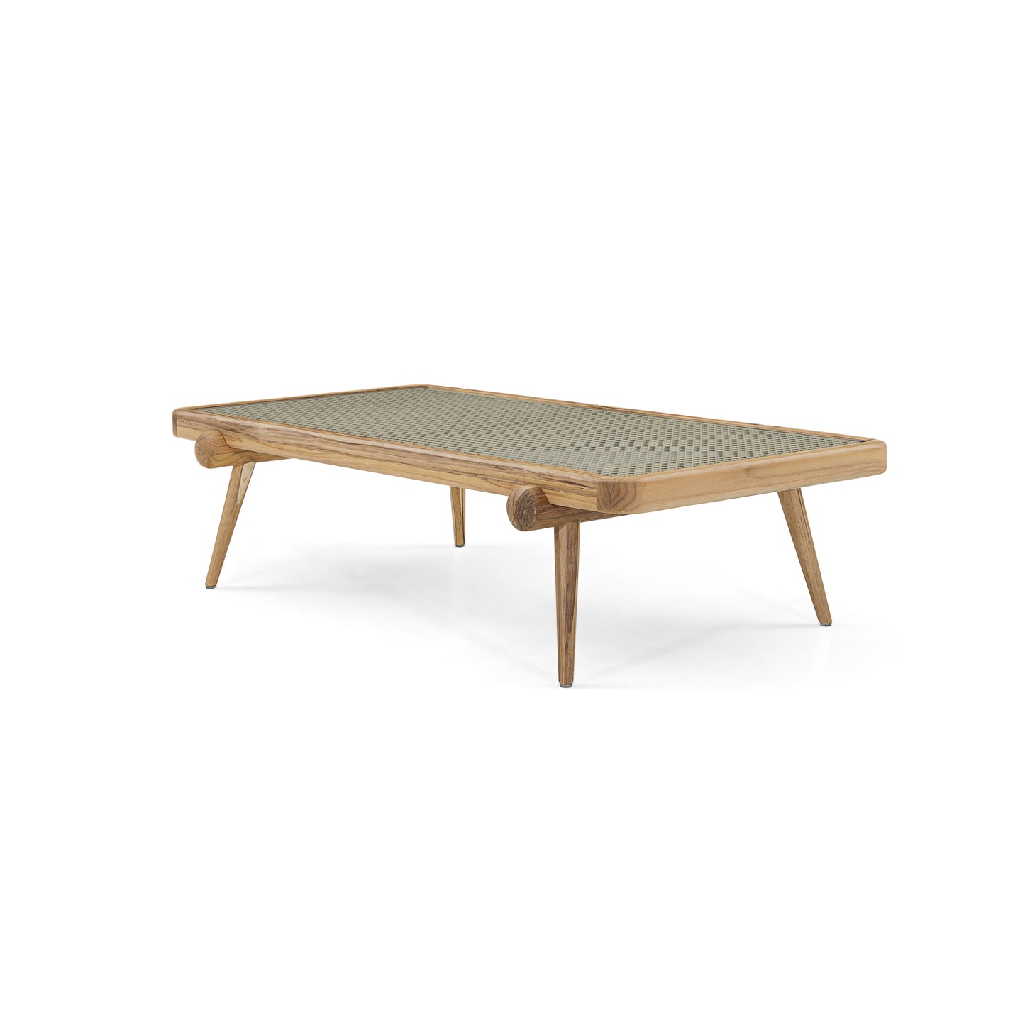 PLOT Coffee Table 47" in Teak with Natural Cane