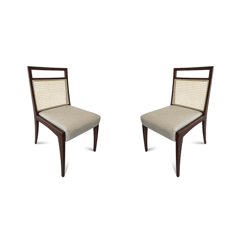 SOTTO Dining Chair in Walnut and Beige fabric