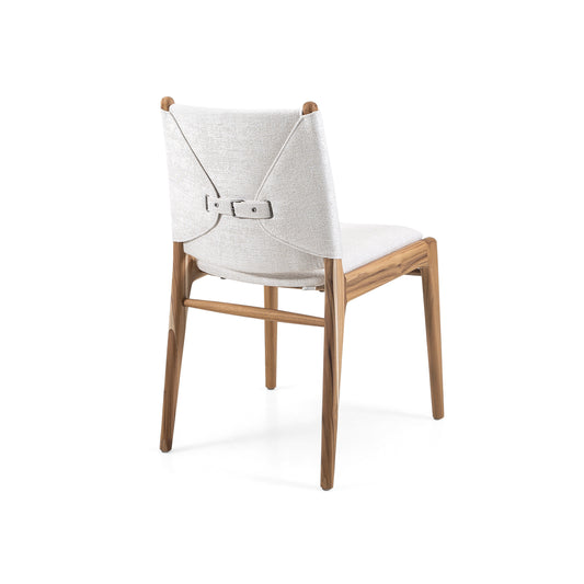 CAPPIO Dining Chair in Teak and Ivory fabric