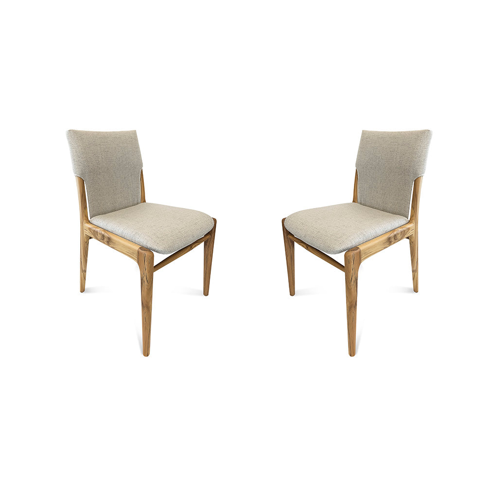 TRESS Dining Chair in Teak and Oatmeal fabric