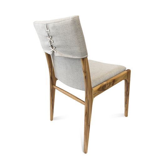 TRESS Dining Chair in Teak and Oatmeal fabric