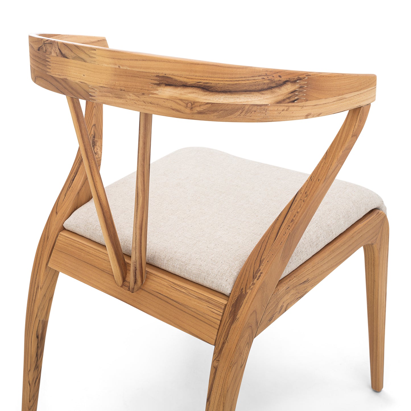MAT Dining Chair in Teak and Oatmeal fabric