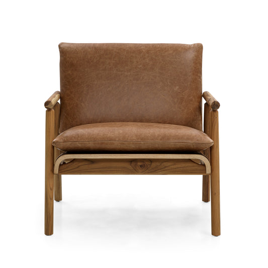 TAI Armchair in Teak and Caramel leather