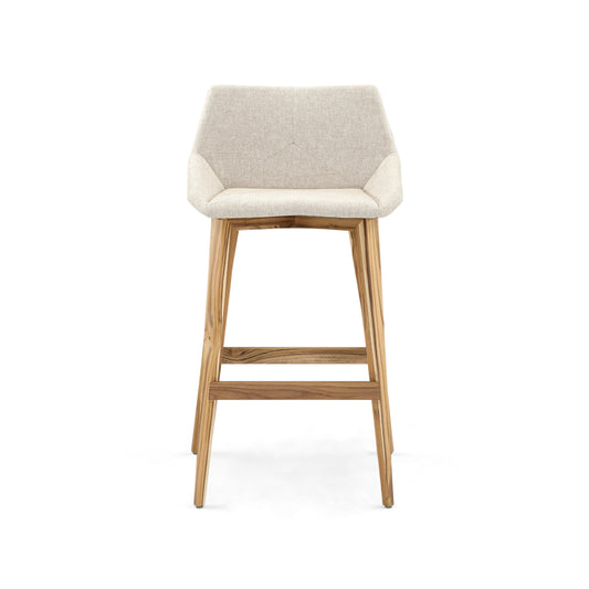 CUBI Bar Stool in Teak and Oatmeal fabric