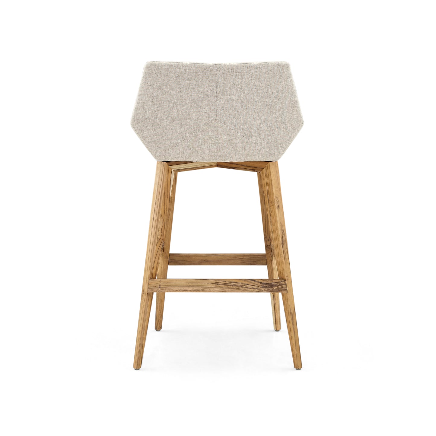 CUBI Bar Stool in Teak and Oatmeal fabric