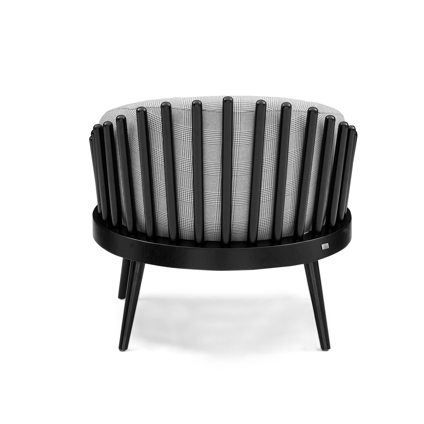 FANE Armchair in Black and Checked Gray fabric