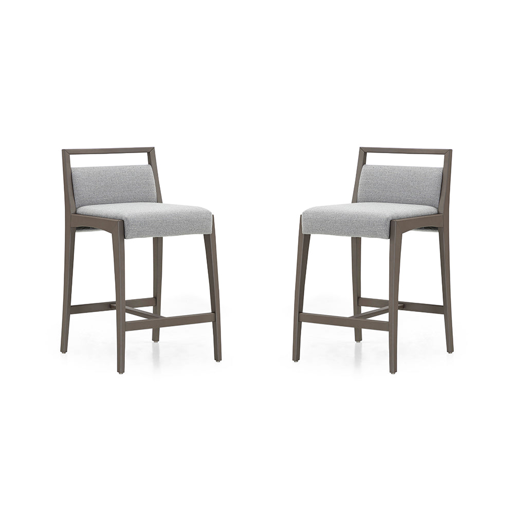SOTTO Counter Stool in Chocolate finish and Light Gray fabric