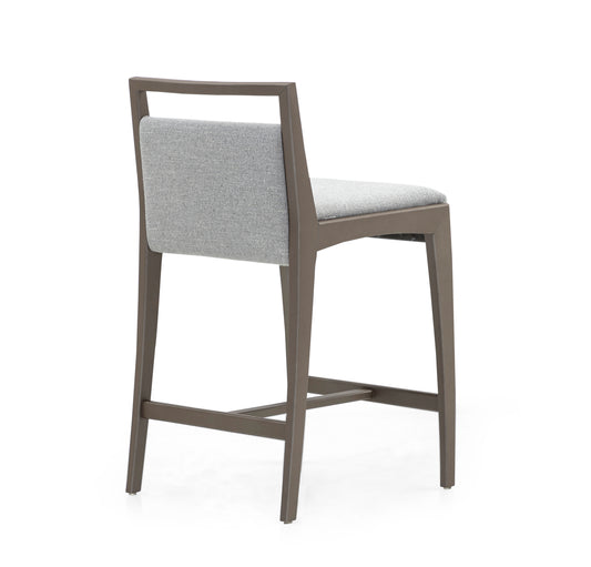 SOTTO Counter Stool in Chocolate finish and Light Gray fabric