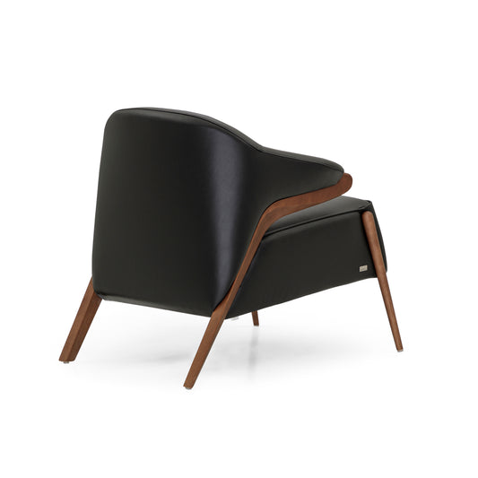 OSA Armchair in Walnut and Black leather