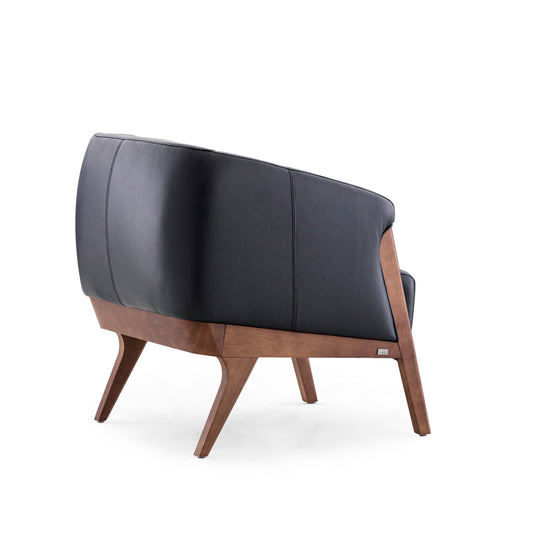 ABRA Armchair in Walnut and Black Leather