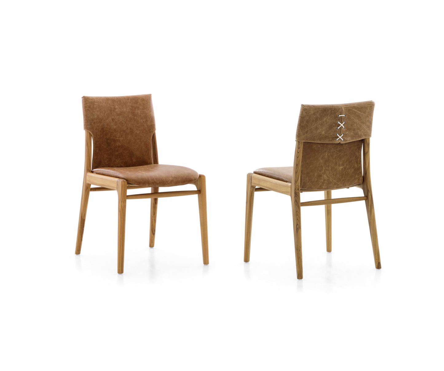 TRESS Dining Chair in Teak and Caramel leather