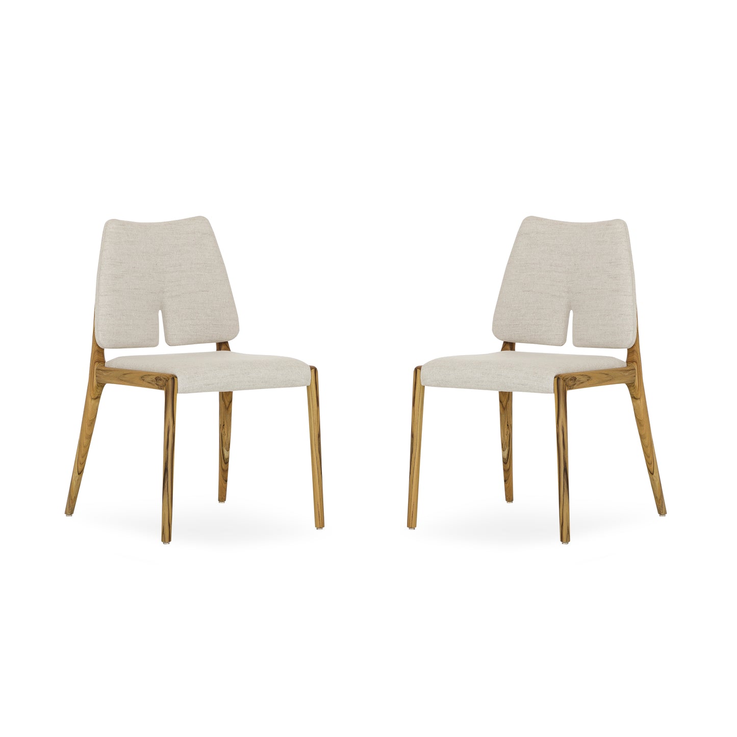 SLIT Dining Chair in Teak and Beige Fabric