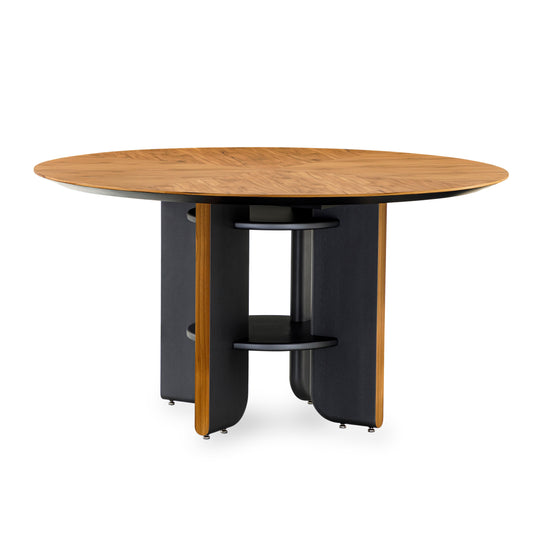 MOON Dining Table in Teak and Graphite 55"