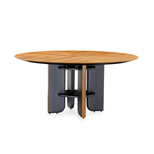 MOON Dining Table in Teak and Graphite 63"