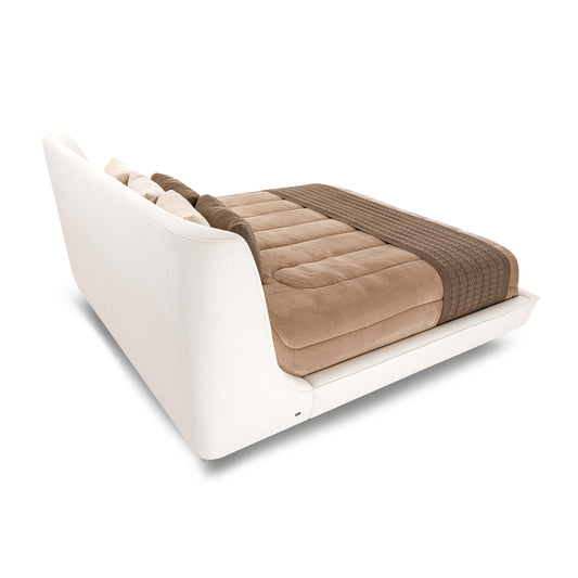 MUSA King Bed in White fabric