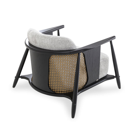 LAGUNA Armchair in Black Oak and Gray Fabric