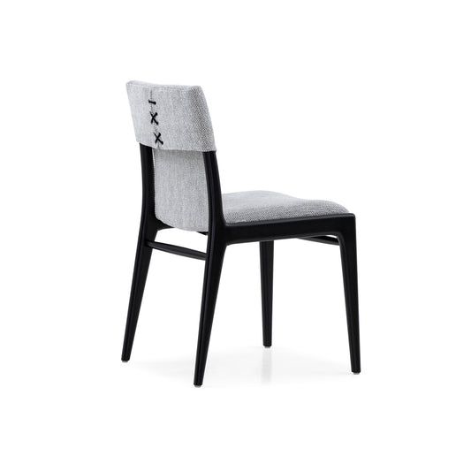 TRESS Dining Chair in Black finish and Black and White fabric