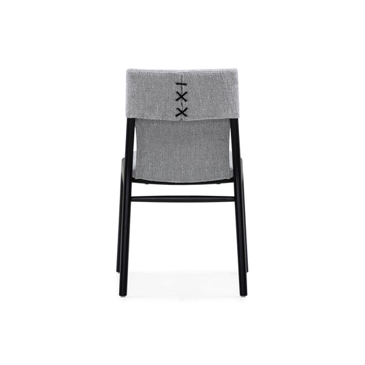 TRESS Dining Chair in Black finish and Black and White fabric