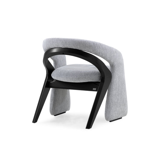 OLGA Dining Chair in Black Finish and Black and White Fabric
