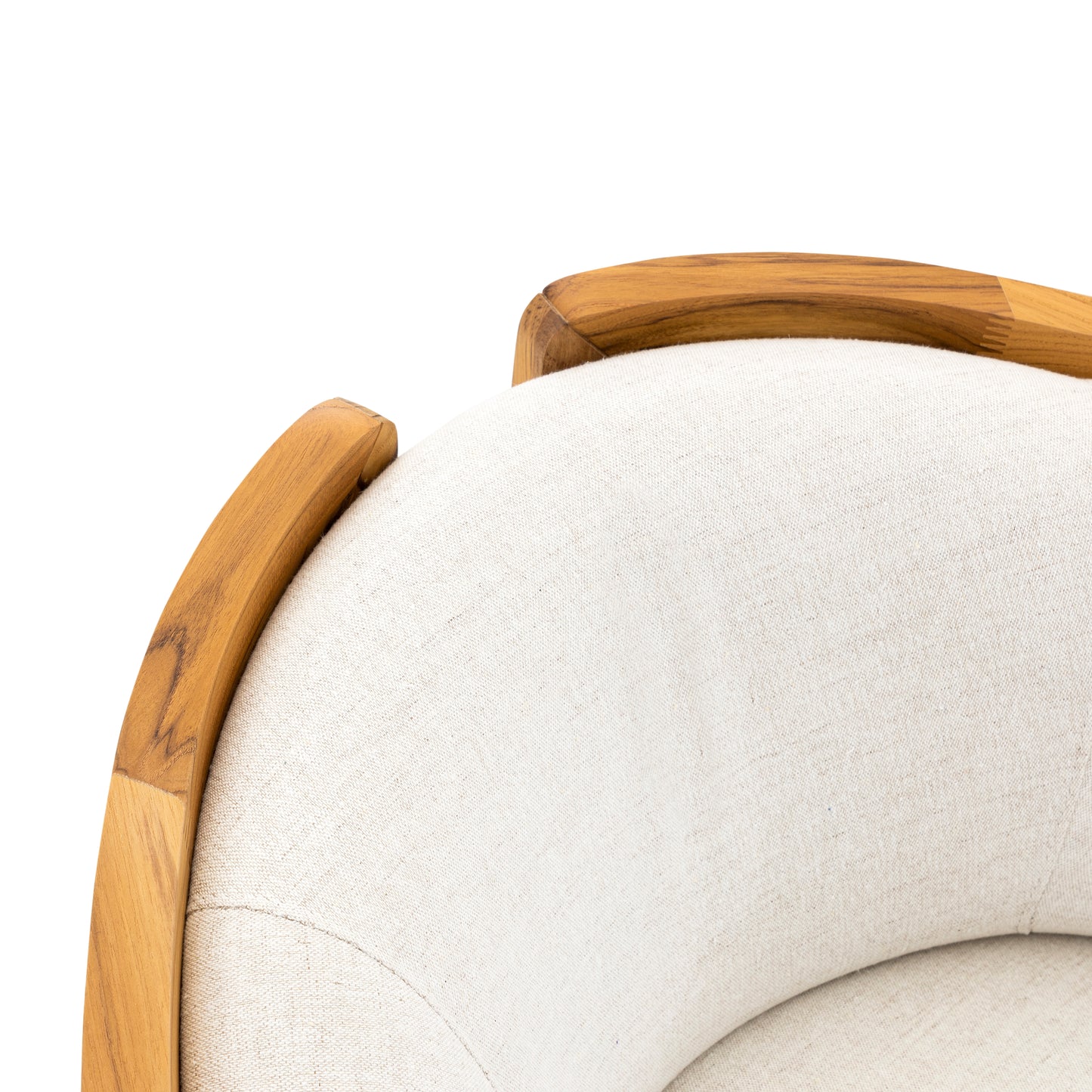 LIRIO Armchair In Teak and Ivory Fabric with Mixed Dark Cane