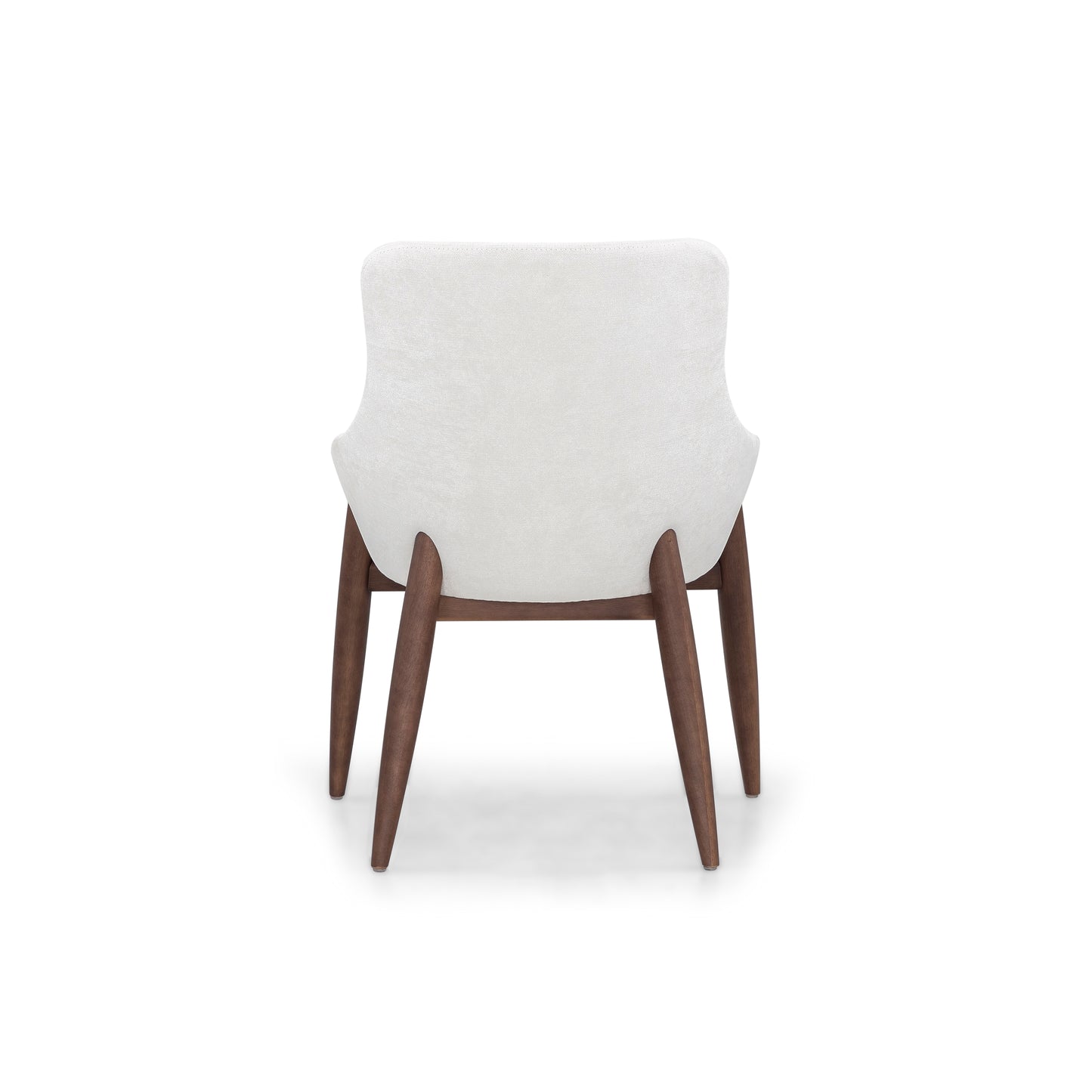 SHELL Upholstered Dining Chair in Walnut finish and Ivory fabric