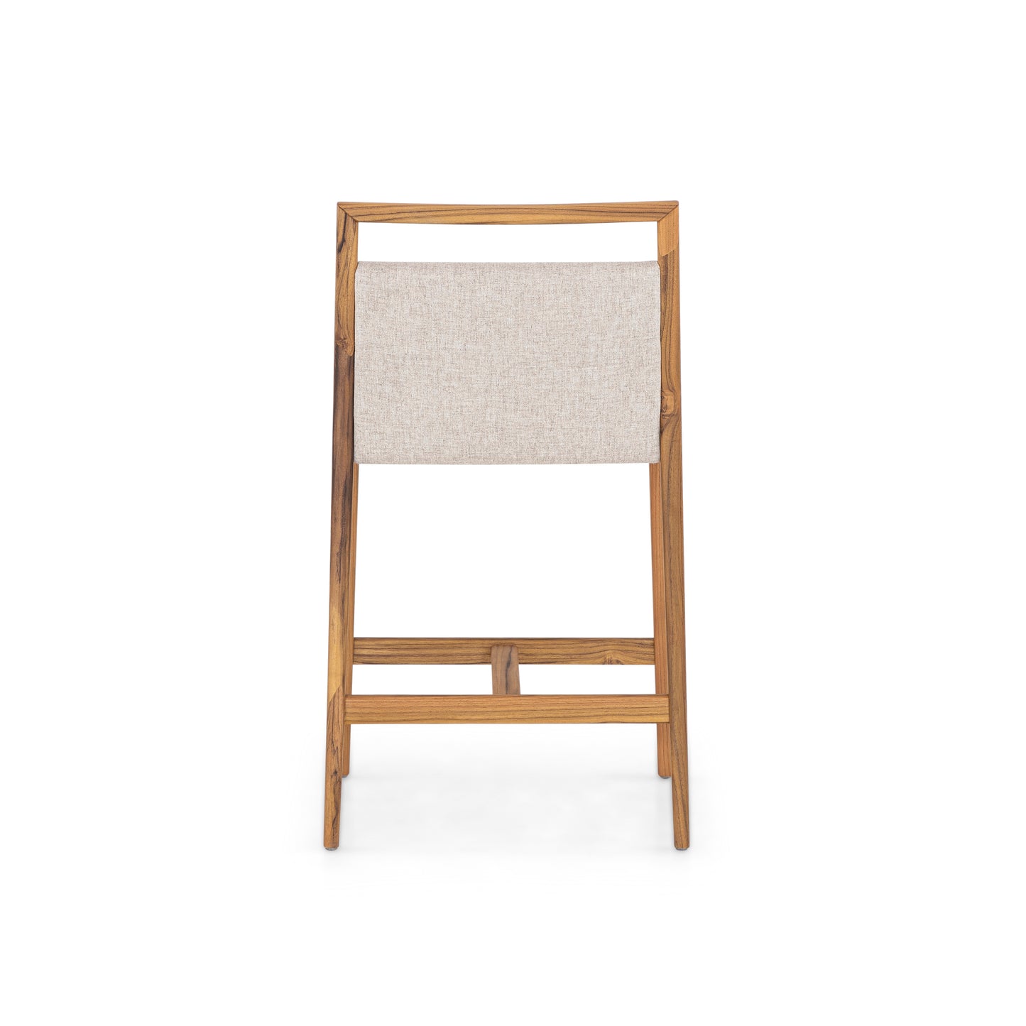 SOTTO Counter Stool in Teak and Light Beige fabric