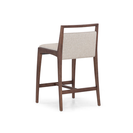 SOTTO Counter Stool in Walnut and Beige fabric