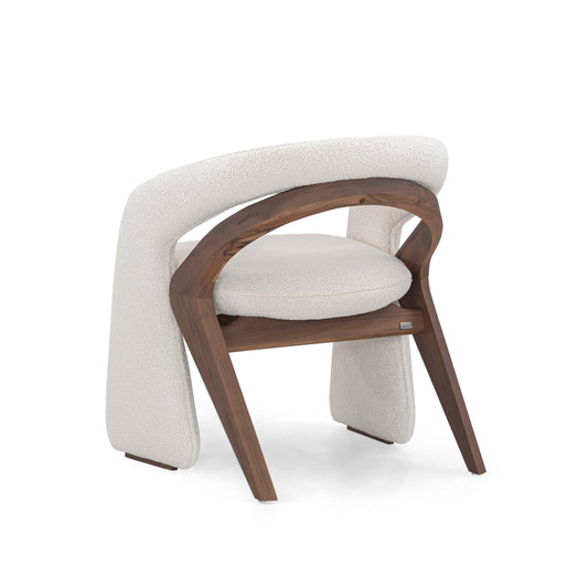 OLGA Dining Chair in Walnut and Off-White Boucle