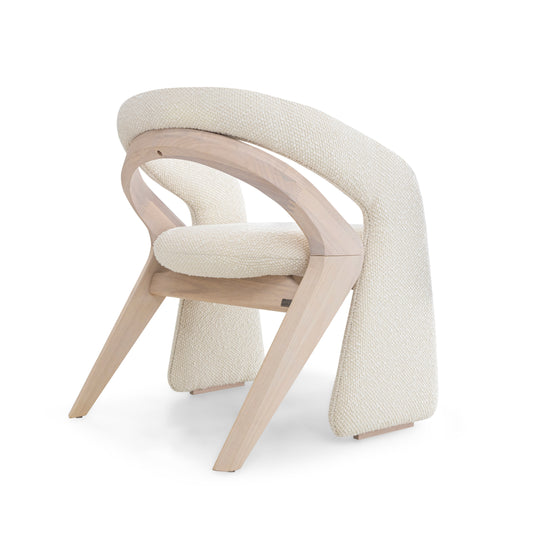 OLGA Dining Chair in Dover Oak and White Boucle