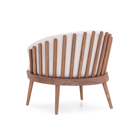 FANE Armchair in Walnut and Light Beige fabric