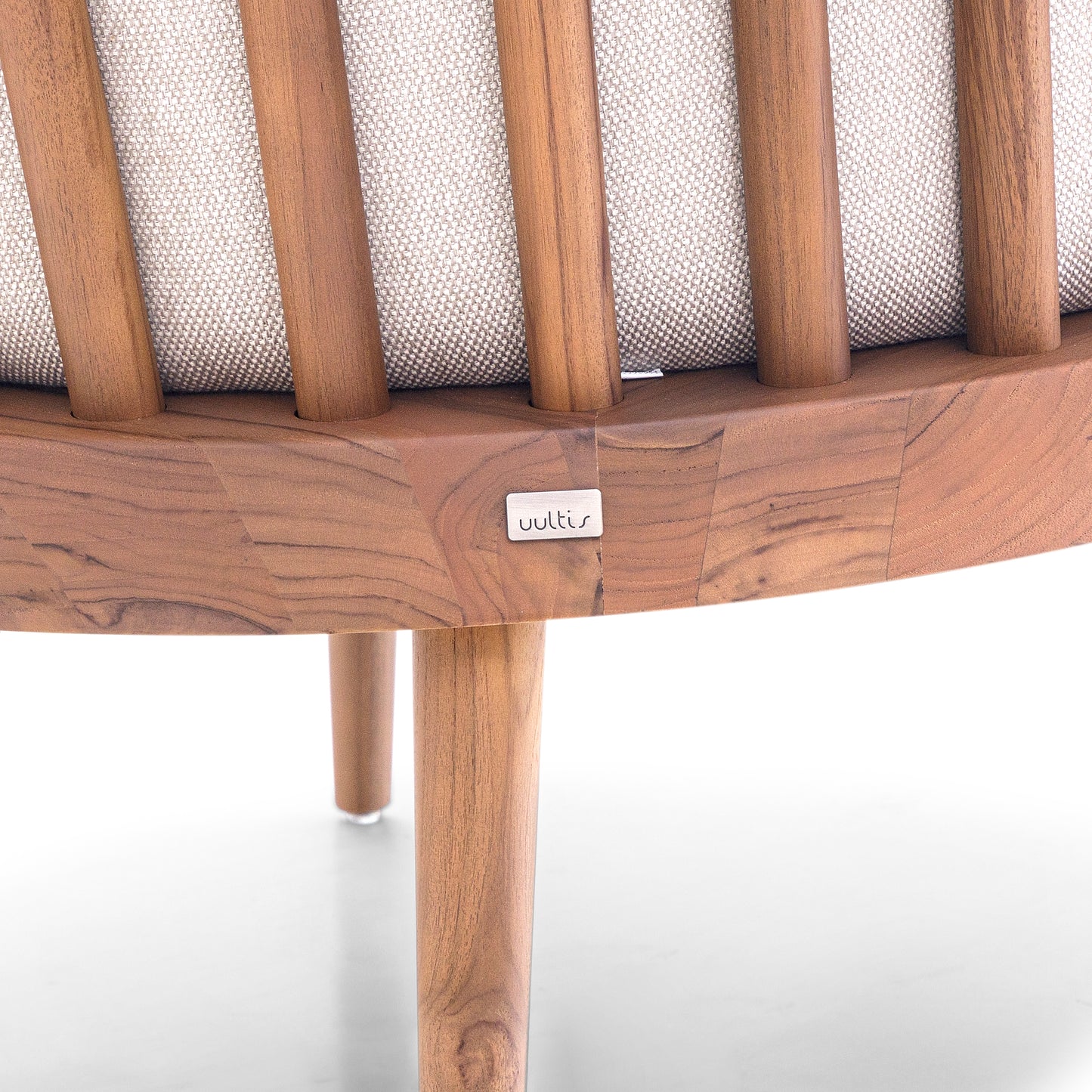 FANE Armchair in Walnut and Light Beige fabric