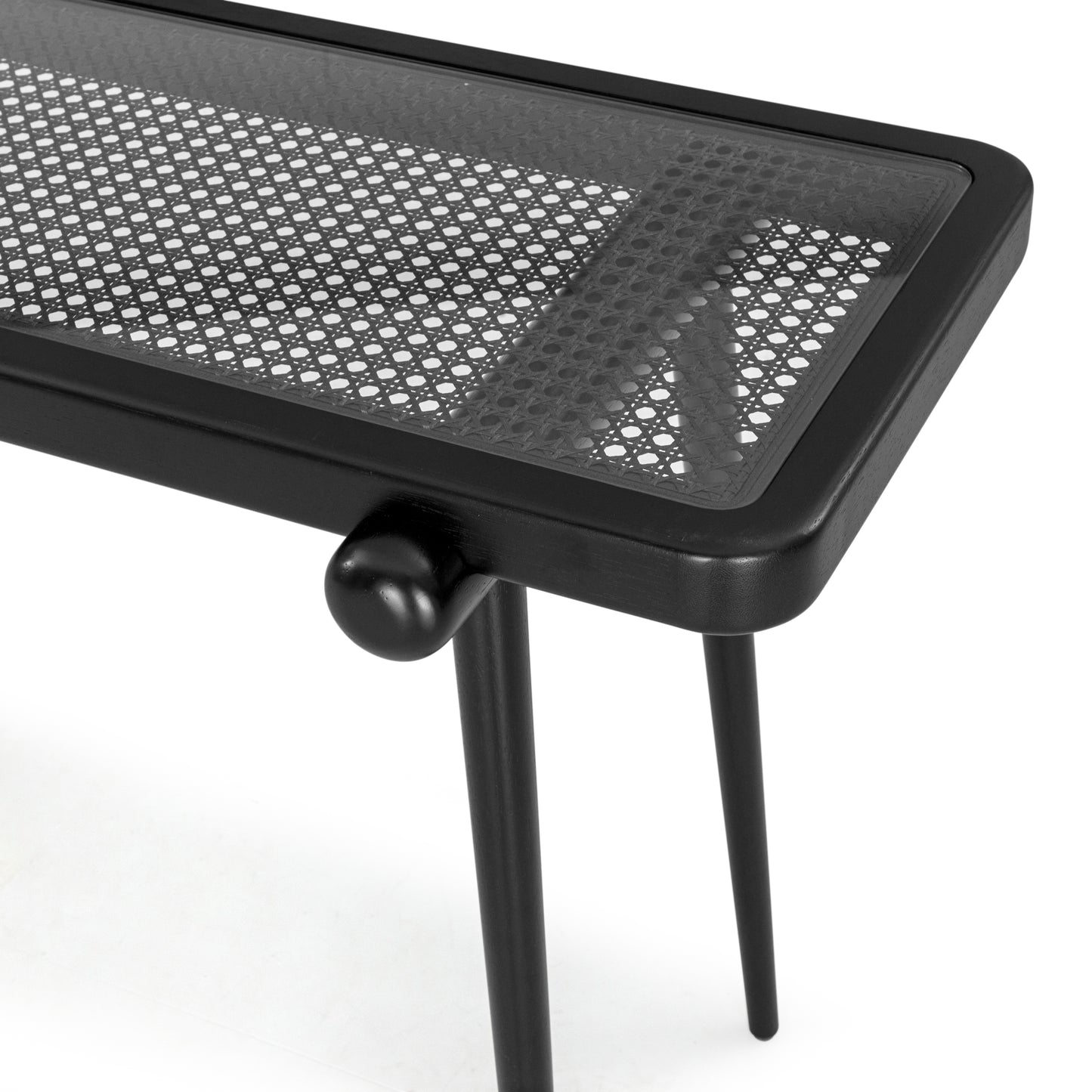 PLOT Console Table 63" in Black with Black Cane