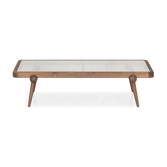 PLOT Coffee Table 47" in Walnut and Walnut Cane