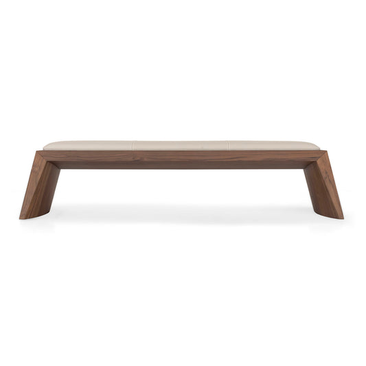 TRAPEZIO Bench 4 Seats in Walnut and Beige Leather