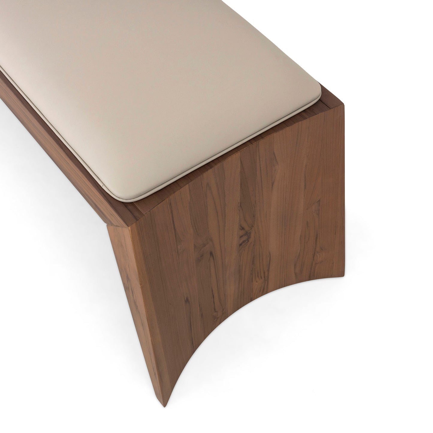 TRAPEZIO Bench 4 Seats in Walnut and Beige Leather