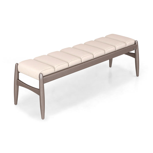 WAVE 2 Seater Bench in Chocolate and Beige Leather