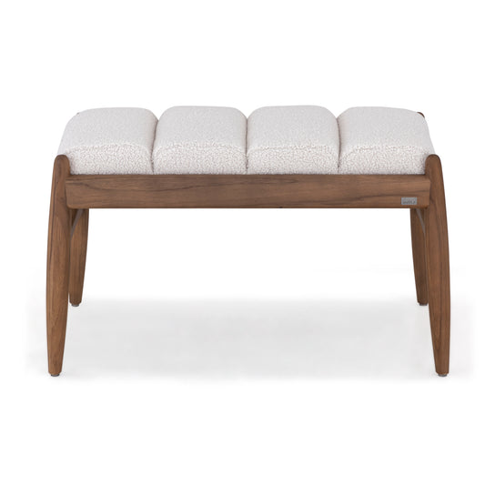 WAVE Single Seat Bench in Walnut and Off-White fabric