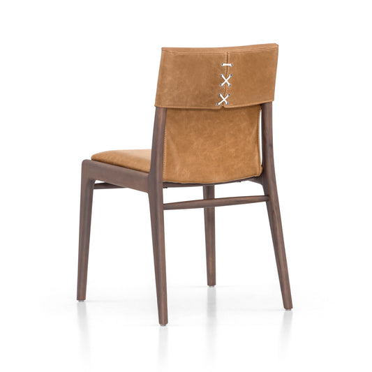 TRESS Dining Chair in Walnut and Caramel leather