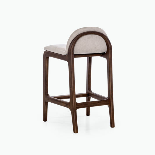 URA Counter Stool in Walnut Finish and Beige Fabric