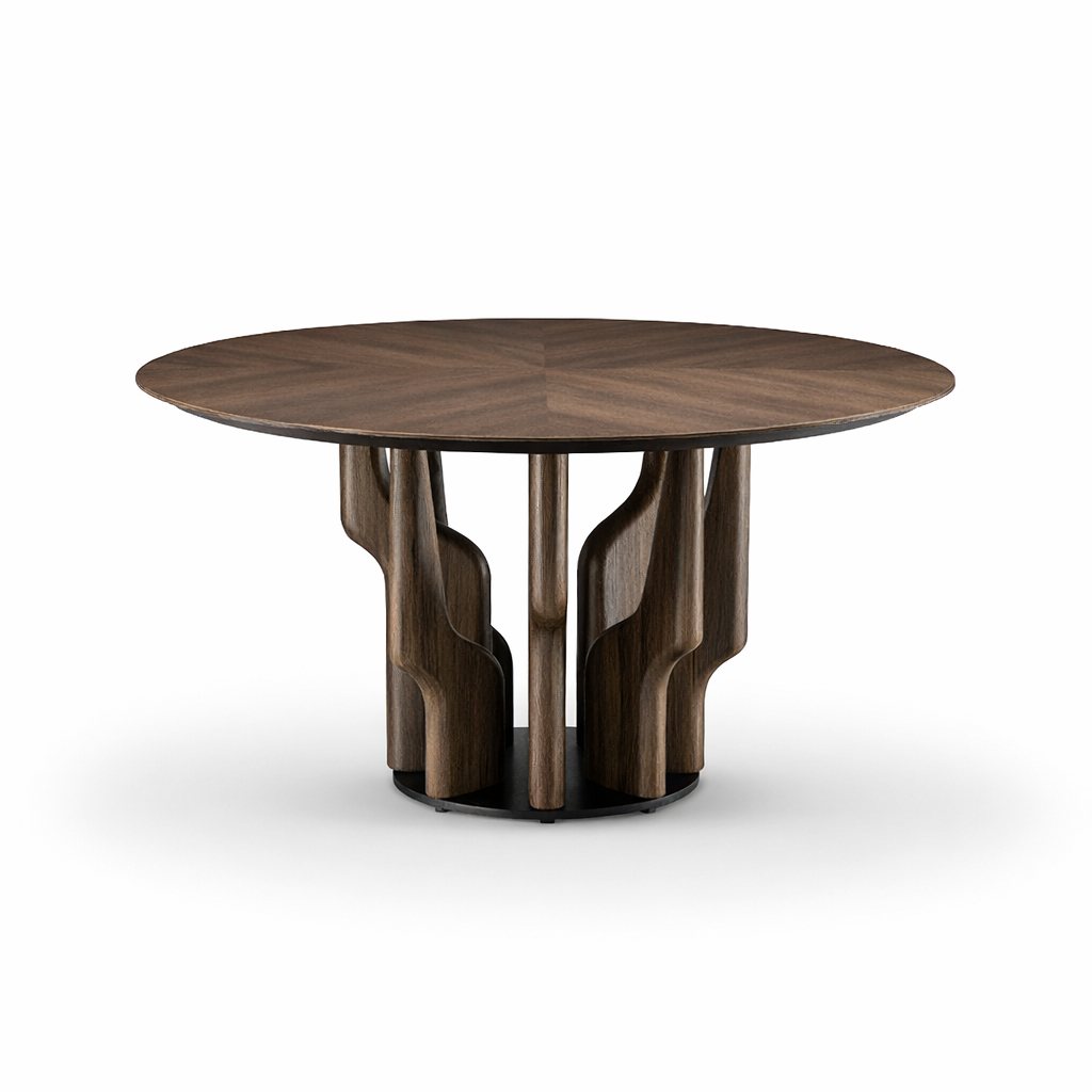 RAIZES Round Dining Table in Walnut and Chocolate 55"