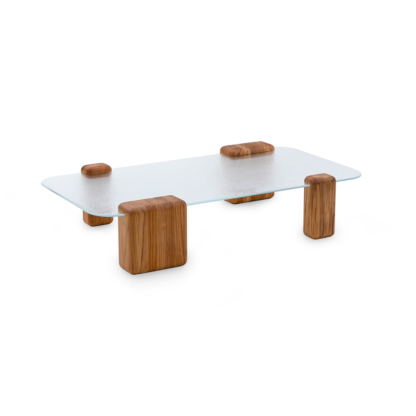 INHOTIM Coffee Table 47" in Teak and Transparent Glass