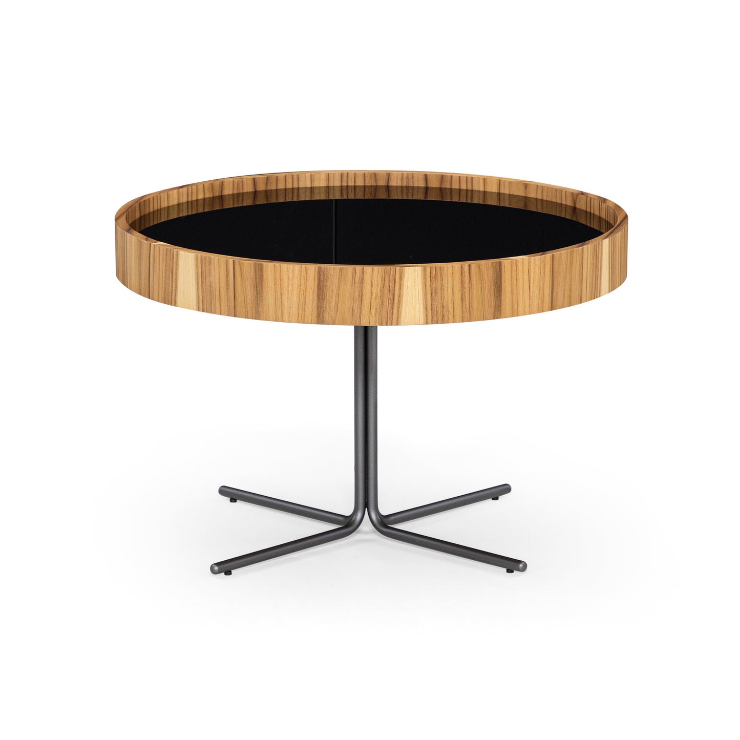 REGIA Coffee Table in Teak and Graphite with Black glass 27"